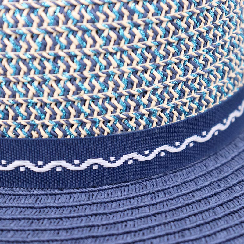 Cappello da sole Panam blu scuro da uomo in paglia intrecciata