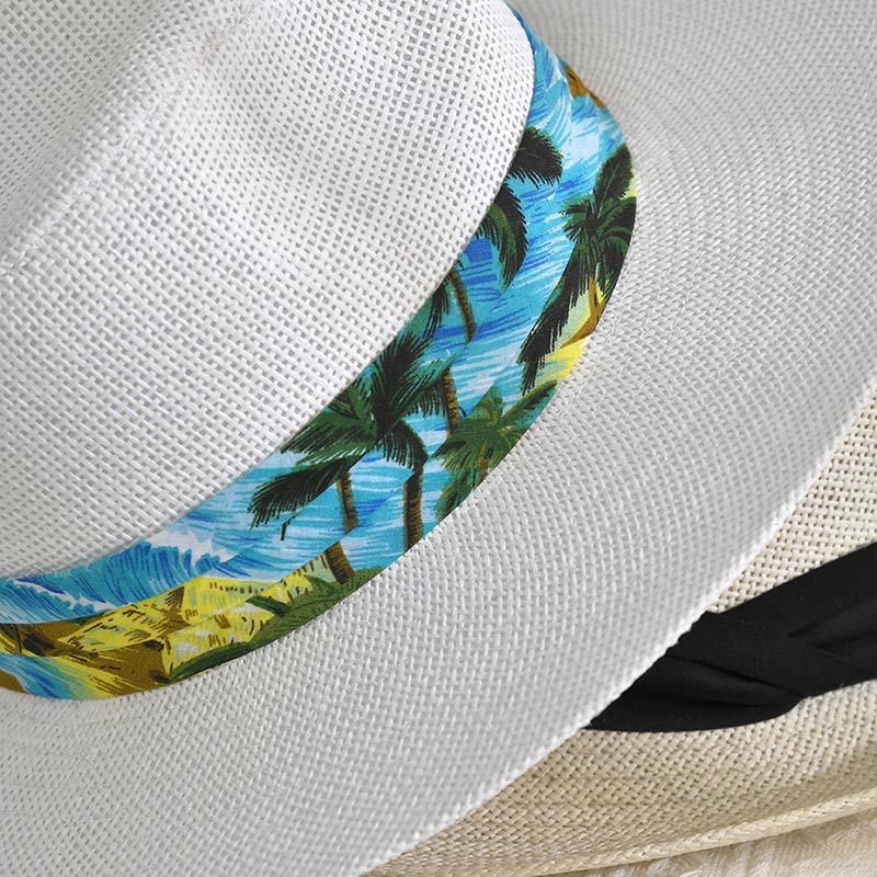 Cappello di paglia Fedora bianco con protezione solare dal design personalizzato