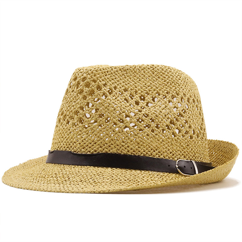 Cappello trilby in paglia intrecciata a mano da spiaggia per uomo