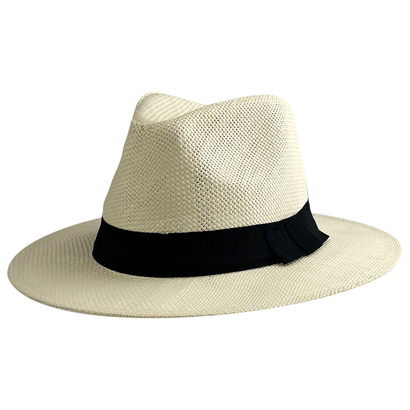 Black Ribbon Five Grass Fedora Panama Hat