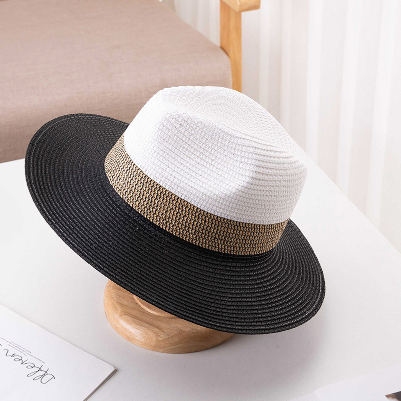 Cappello da sole Fedora in paglia a righe estive di alta qualità
