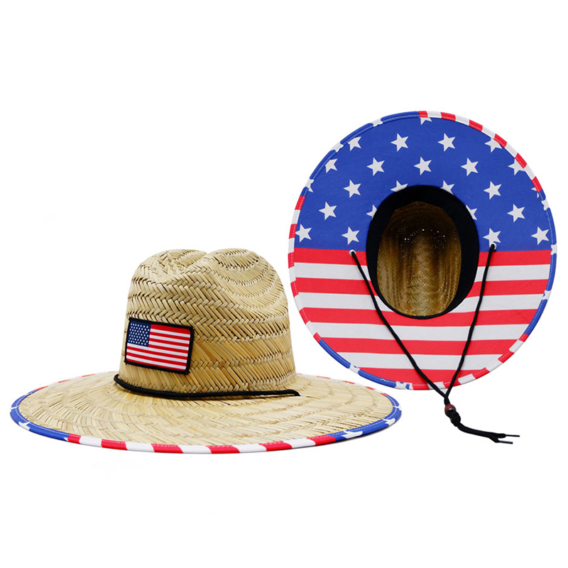 Słomkowy kapelusz z amerykańską flagą
