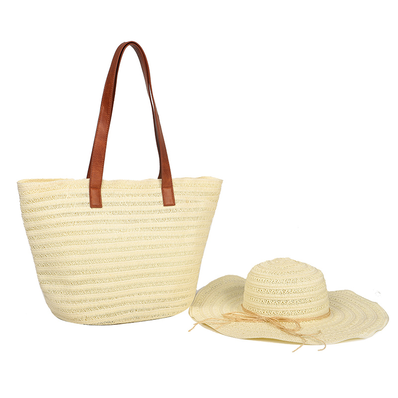 Cappello e borsa da spiaggia in carta 100%.