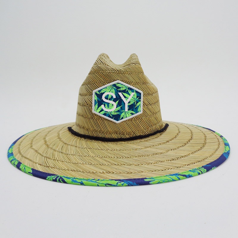Palm Leaf Print Straw Hat