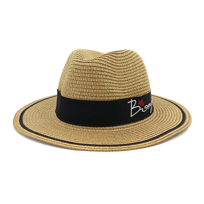 Custom Logo Women Straw Fedora Hat