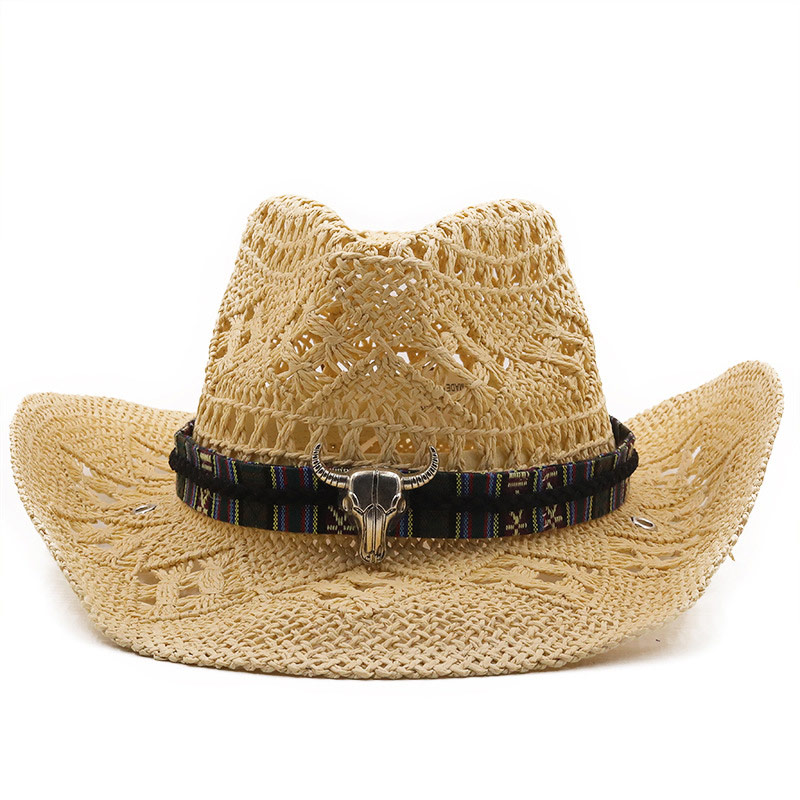 Cappelli da cowboy in paglia intrecciata a mano
