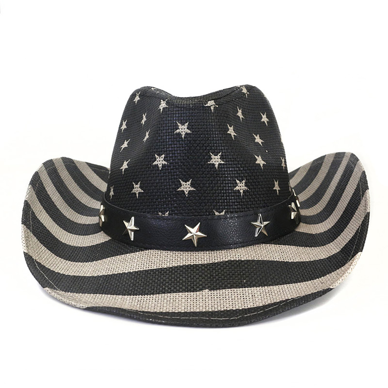 Cappello di paglia da cowboy con bandiera americana