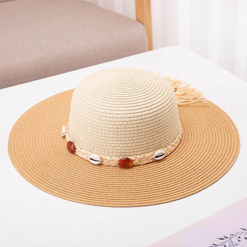 Cappello di paglia floscio bicolore con finiture personalizzate per donna