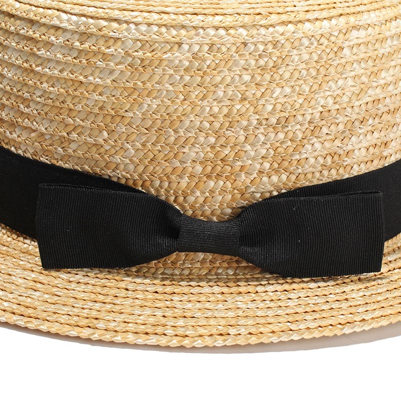 Straw Boater Hat with Bowknot