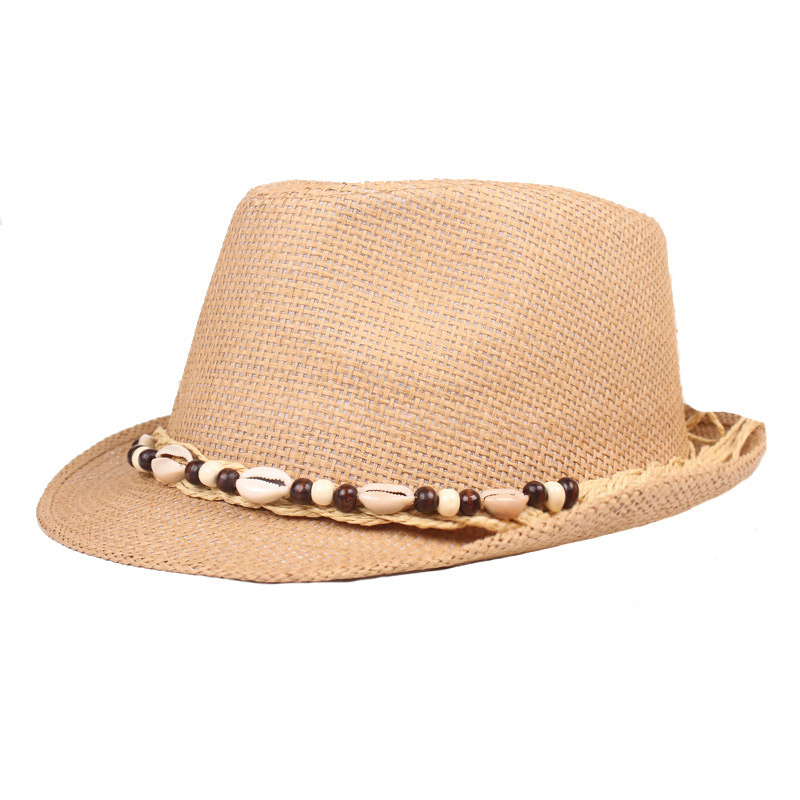 Aplikasi Mens Shell Beach Sun Straw Trilby Hat