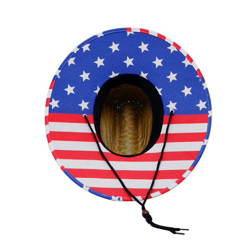 Amerikan Bayraklı Hasır Şapka