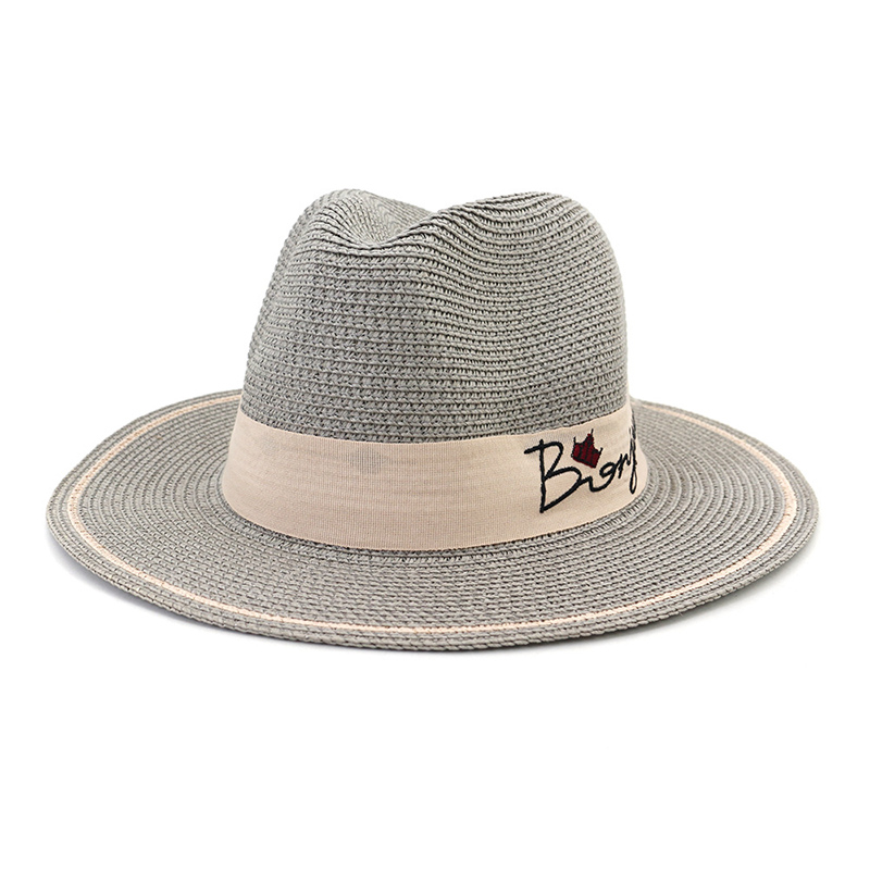 Custom Logo Women Straw Fedora Hat