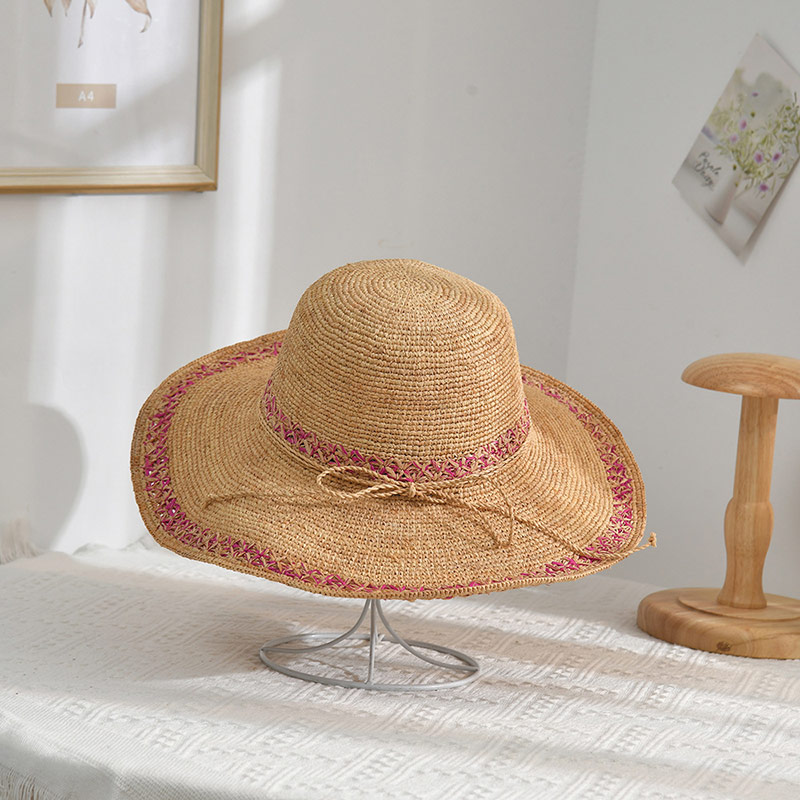 Cappello di paglia da sole pieghevole in rafia di alta qualità