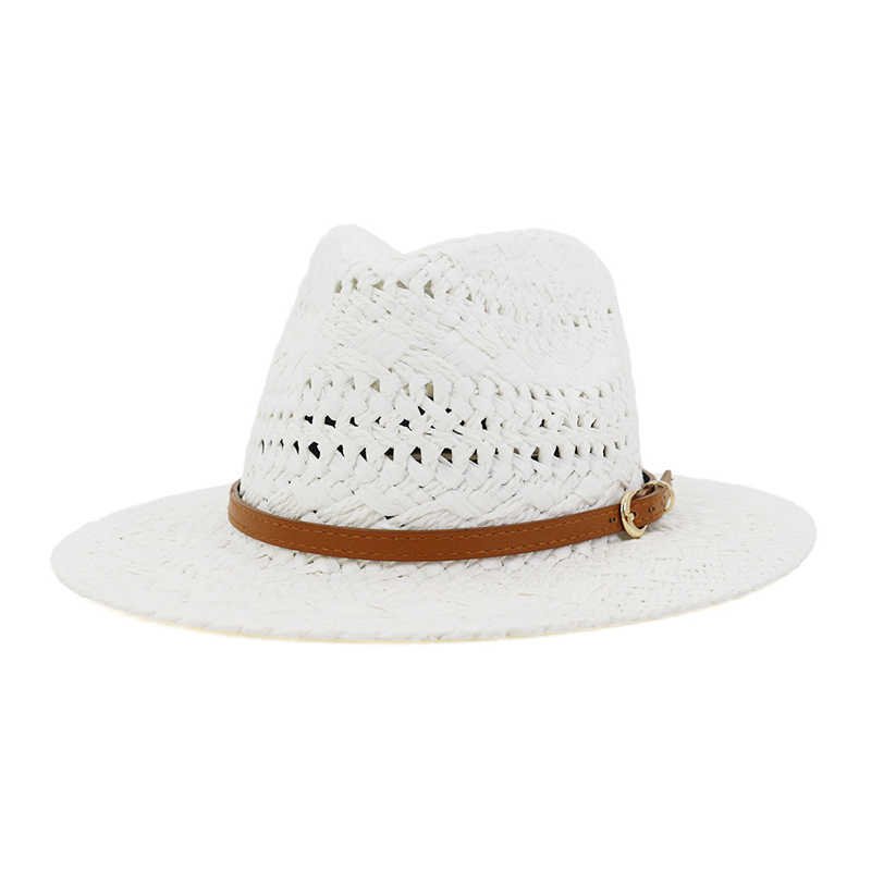 White Women Straw Fedora Hat