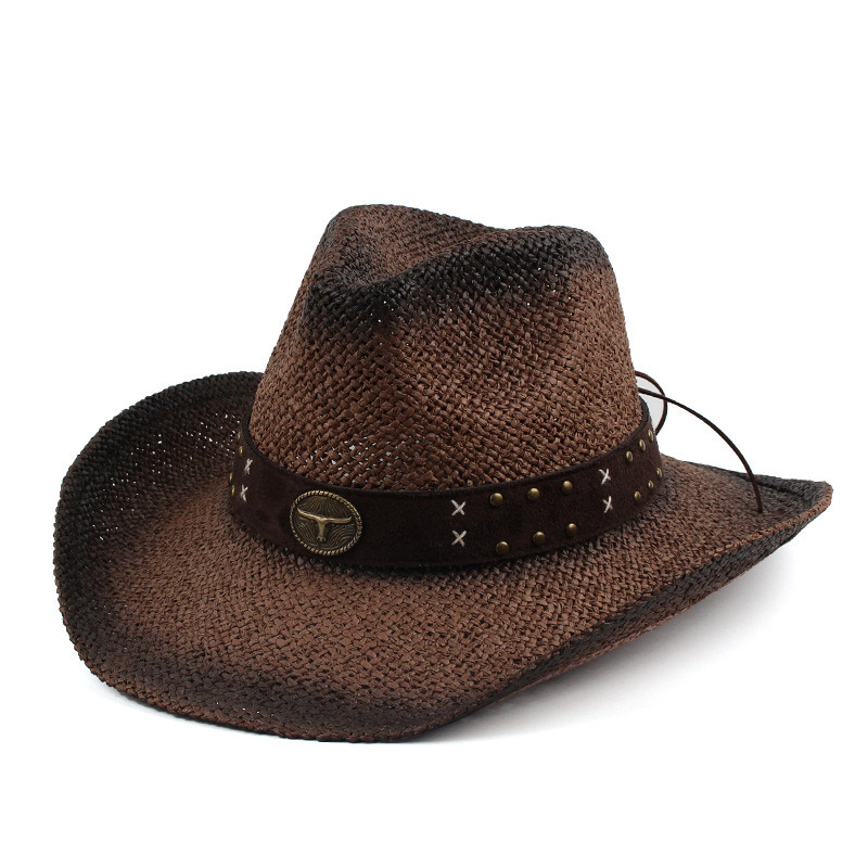 Tummanruskea olki Cowboy-hattu