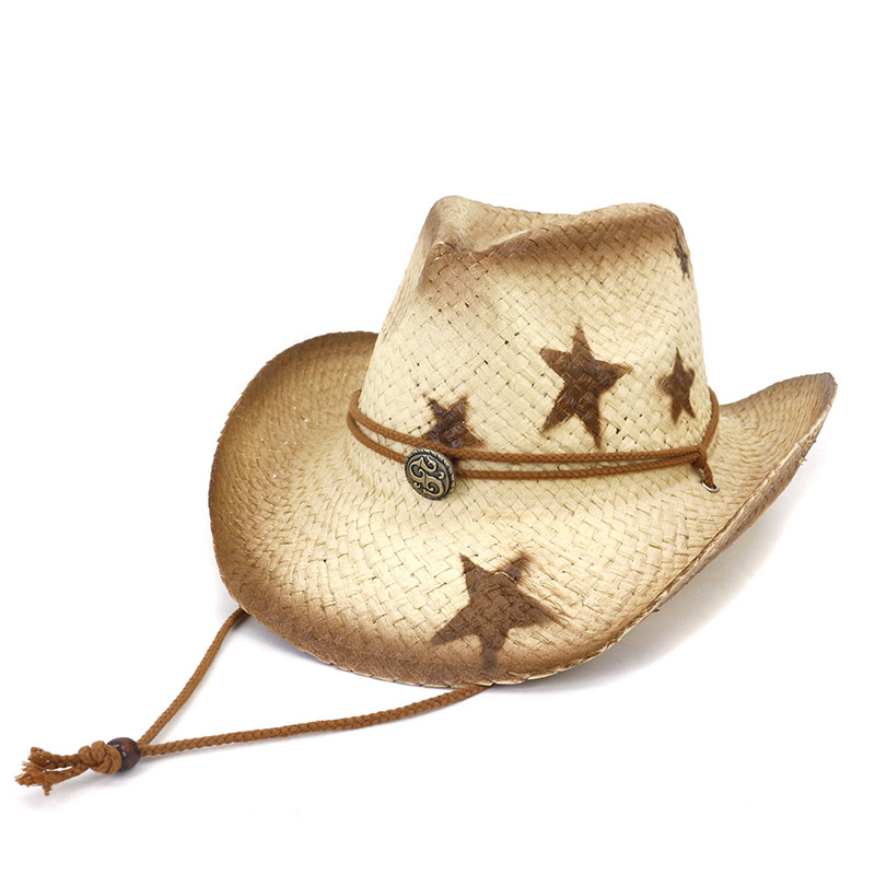 Star Print Cowboy Straw Hat