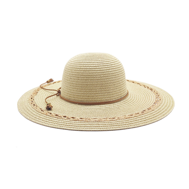 Cappello floscio bianco con treccia di paglia da viaggio di nuovo design