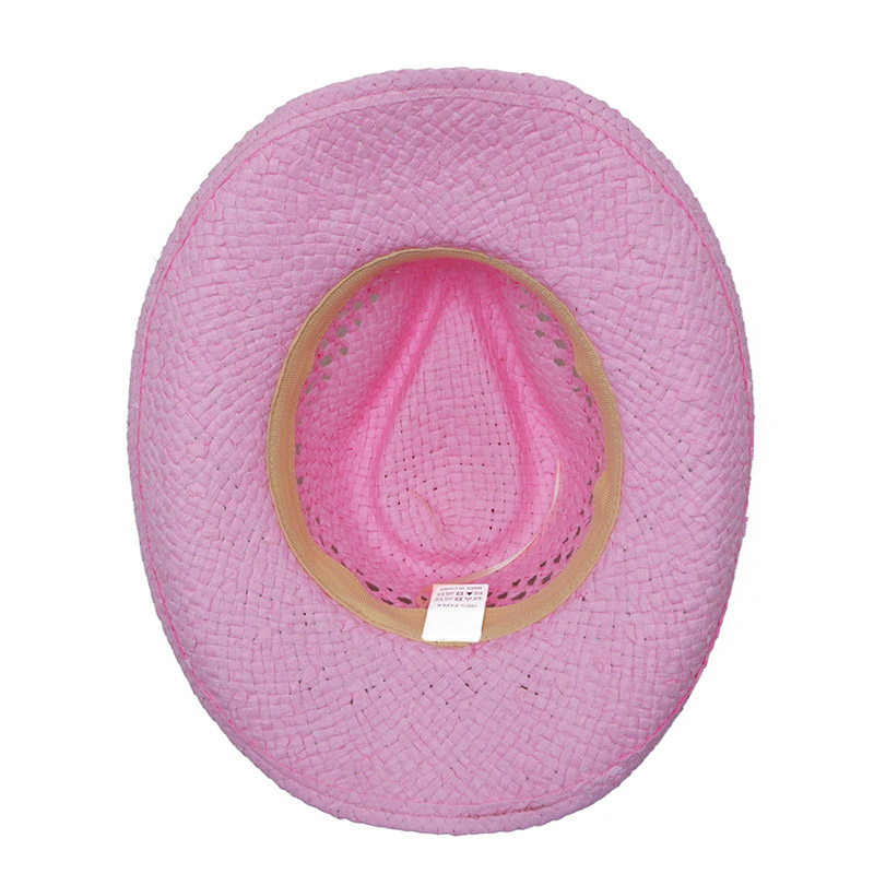 Cappello di paglia da cowboy rosa