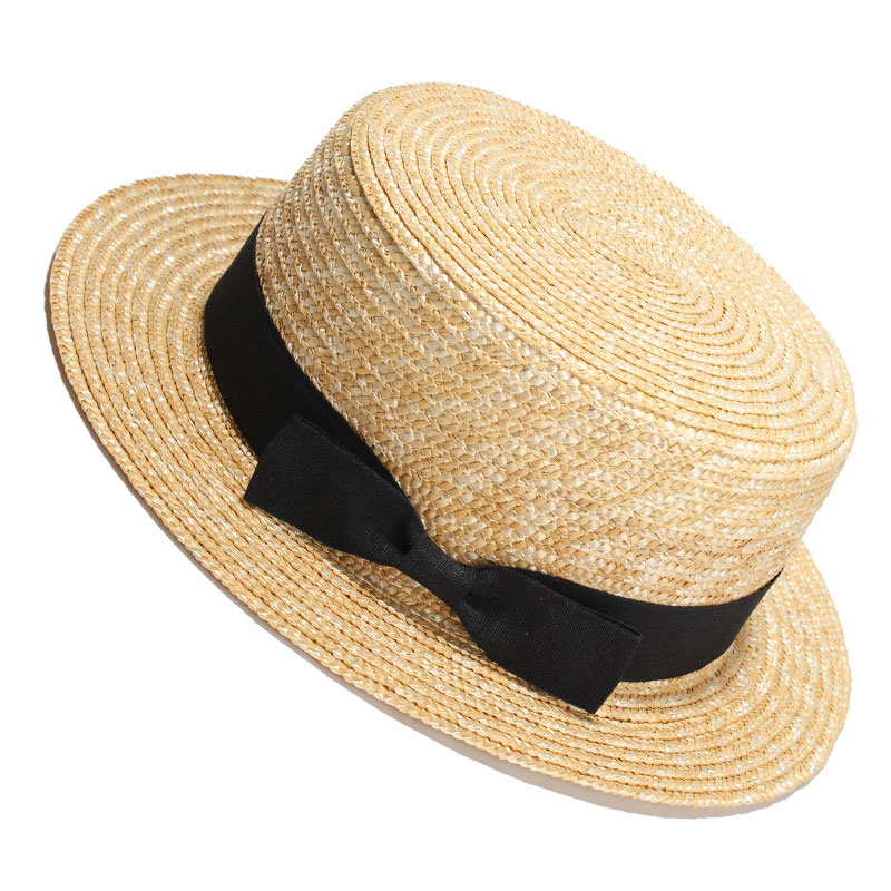 Straw Boater Hat with Bowknot