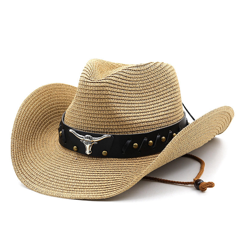 Leather Band Mens Cowboy Straw Hat