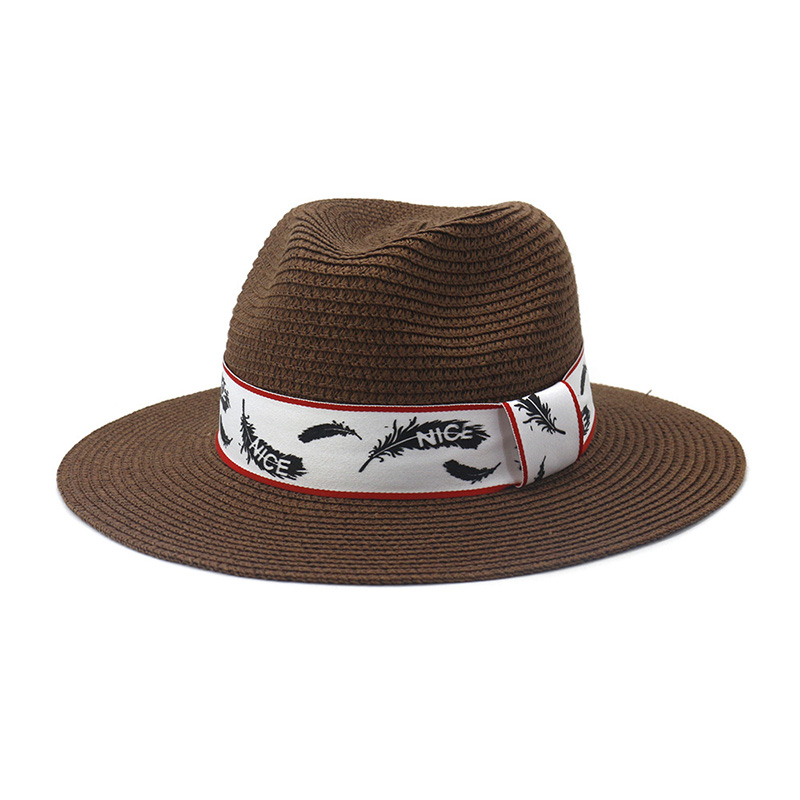 Cappello di paglia Fedora da uomo con logo personalizzato