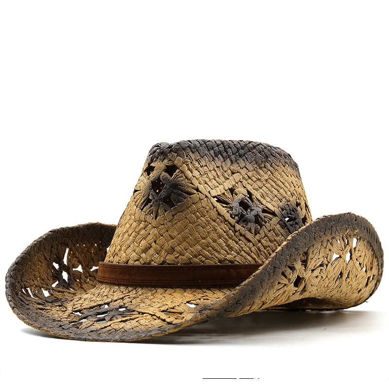 Cappello da cowboy da uomo in paglia di rafia