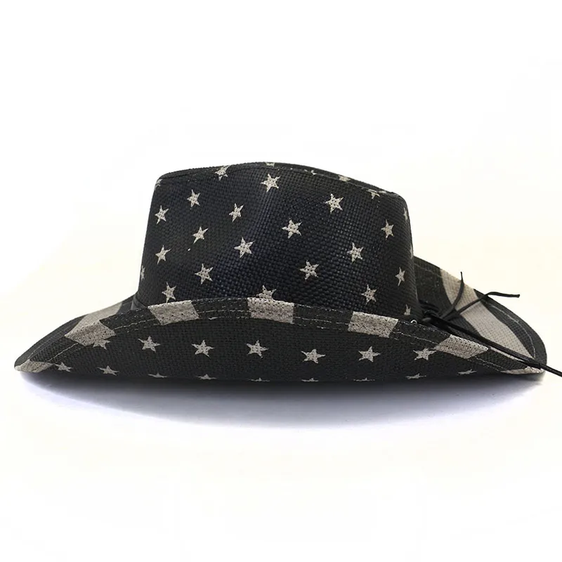 Słomkowy kapelusz kowbojski z amerykańską flagą