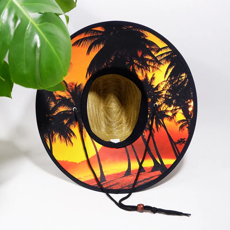 Plażowy słomkowy kapelusz przeciwsłoneczny ratownika
