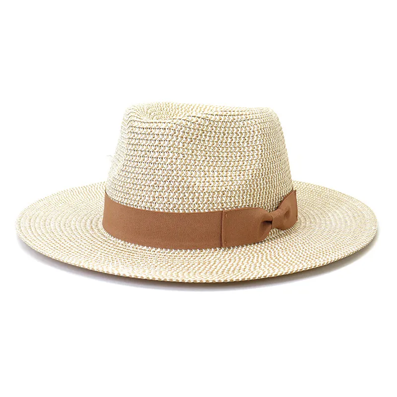 Bowknot Ribbon Straw Braid Fedora Müts meestele