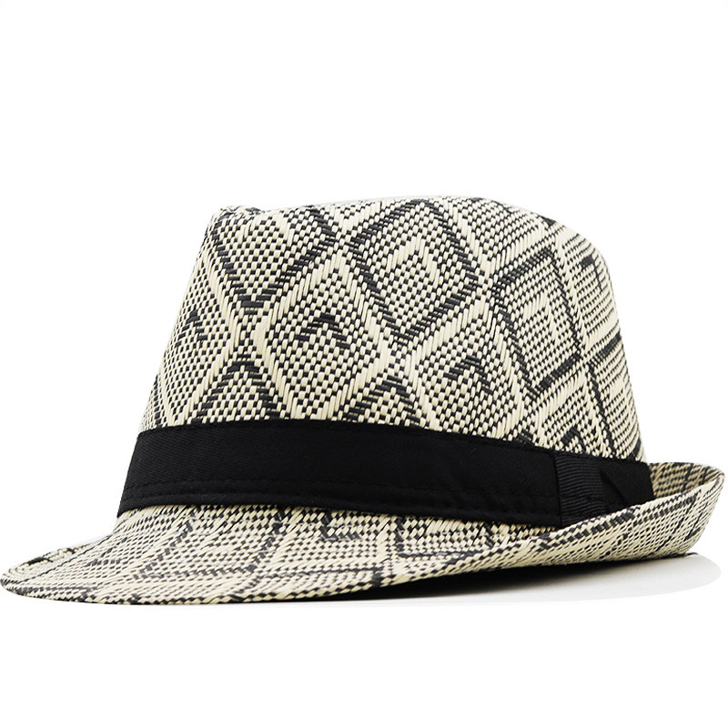 Brit rövid karimájú Checker Trilby Sun Hat
