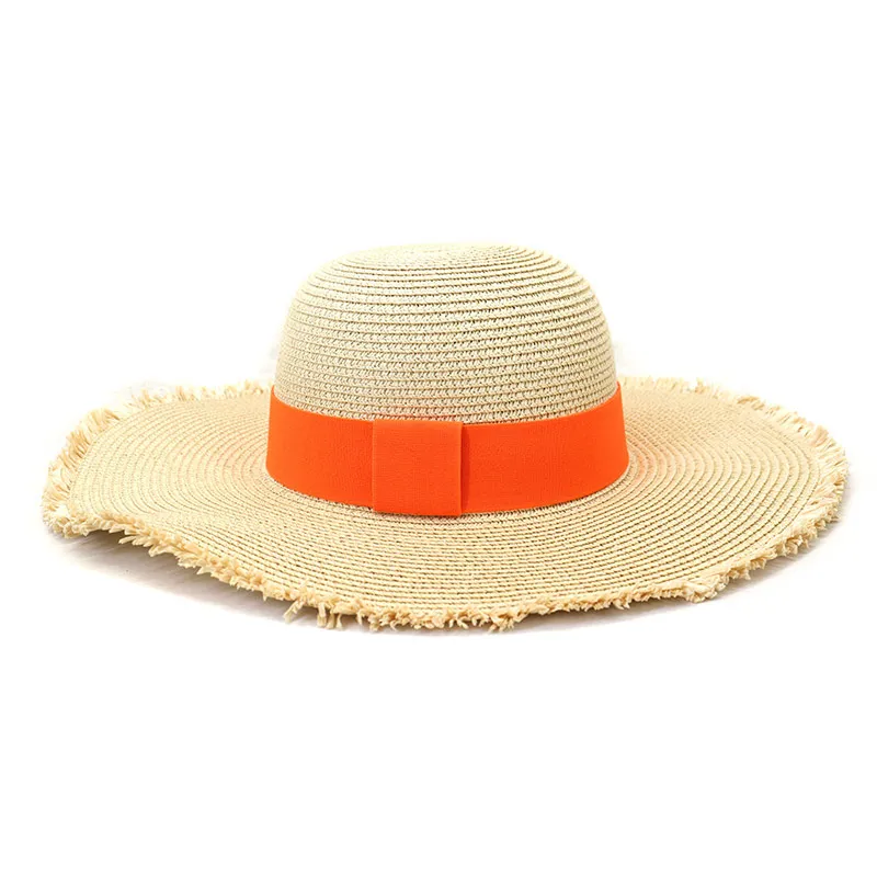 Custom Band Floppy Sun Straw Hat para sa mga Babae