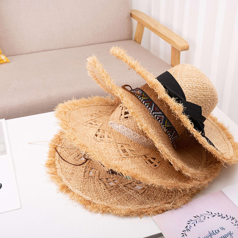 تصميم مخصص سيدة شاطئ الرافية سترو قبعة مرنة
