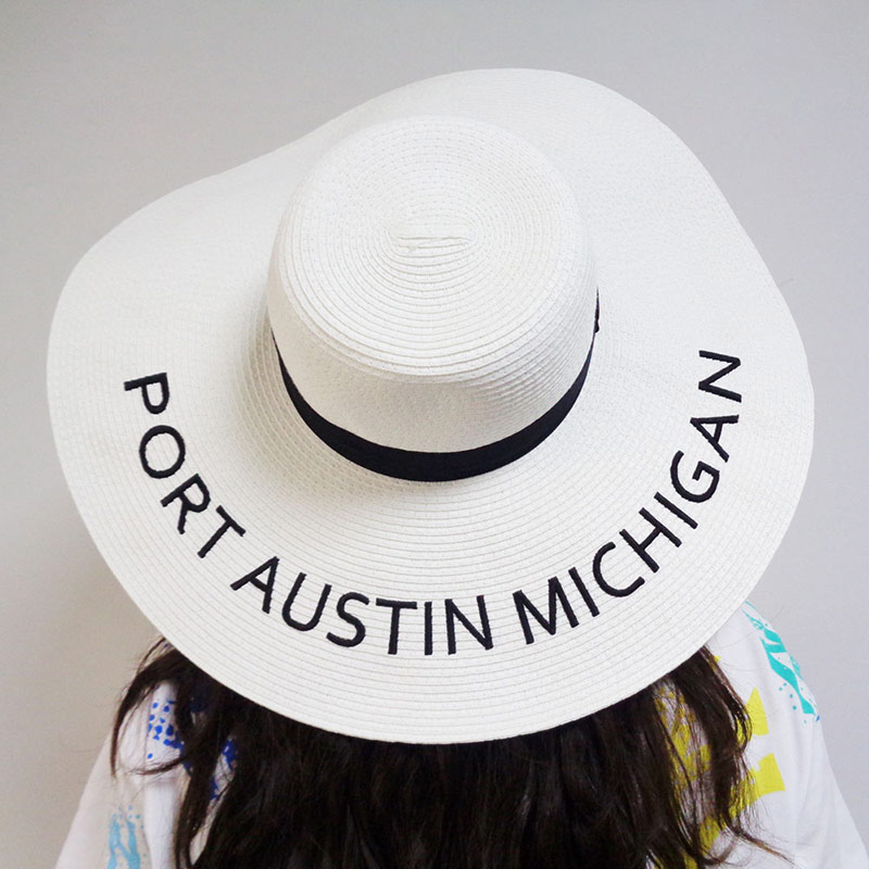 Custom Embroider Women White Floppy Beach Hat