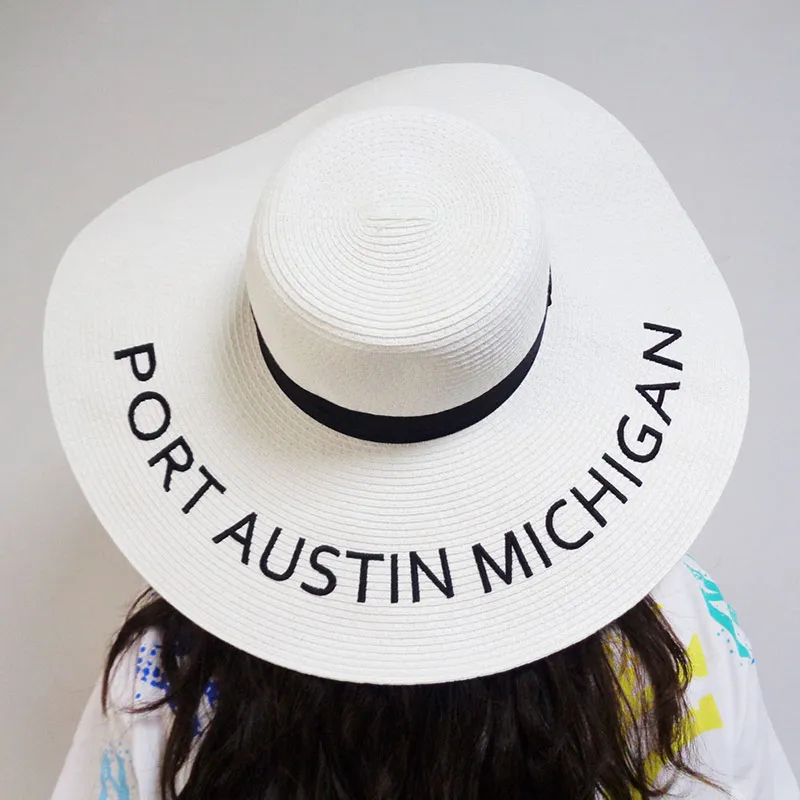 Niestandardowy haftowany damski biały miękki kapelusz plażowy