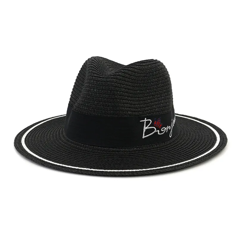 Słomkowy kapelusz Fedora z niestandardowym logo