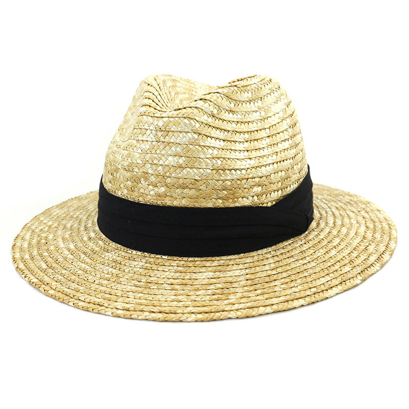 కస్టమ్ సహజ గోధుమ గడ్డి Fedora Hat