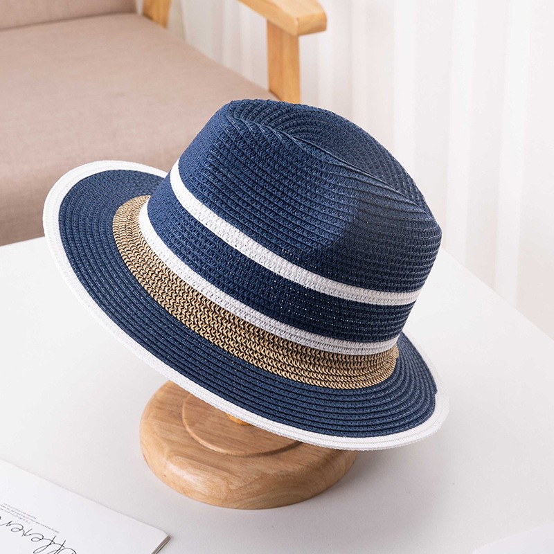 Elegantni črtasti moški fedora klobuk za poletje