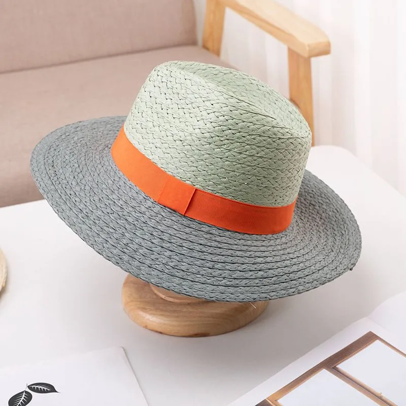 Topi fedora musim panas dua warna modis untuk pria