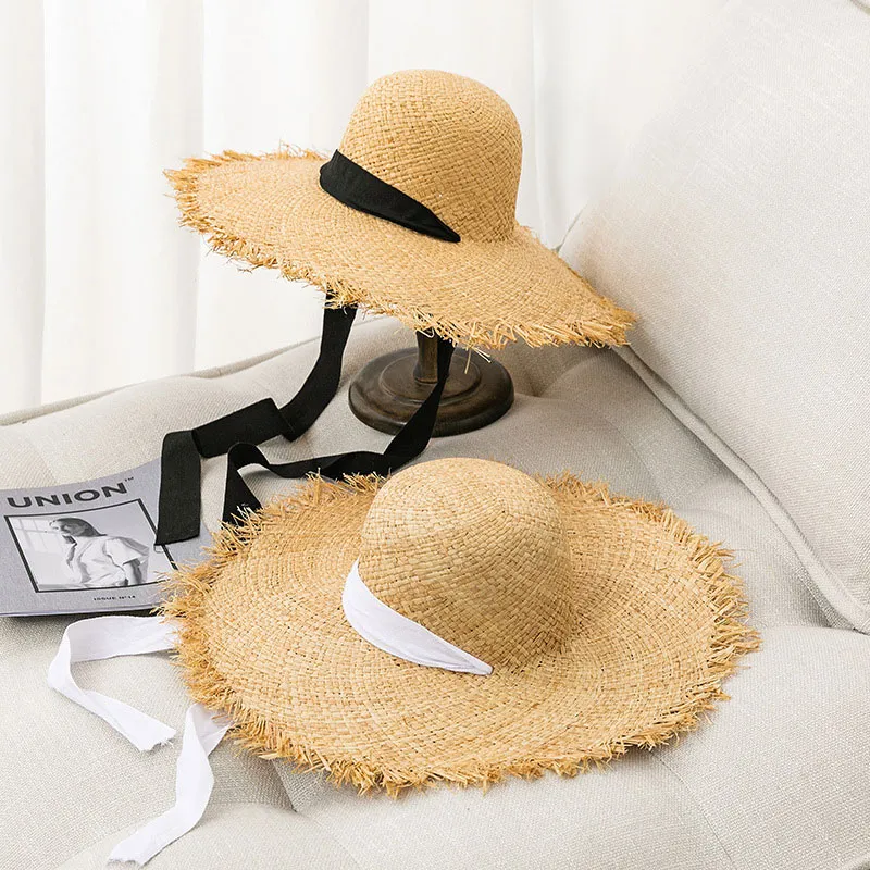 Kvinde Raffia floppy hat med hagerem