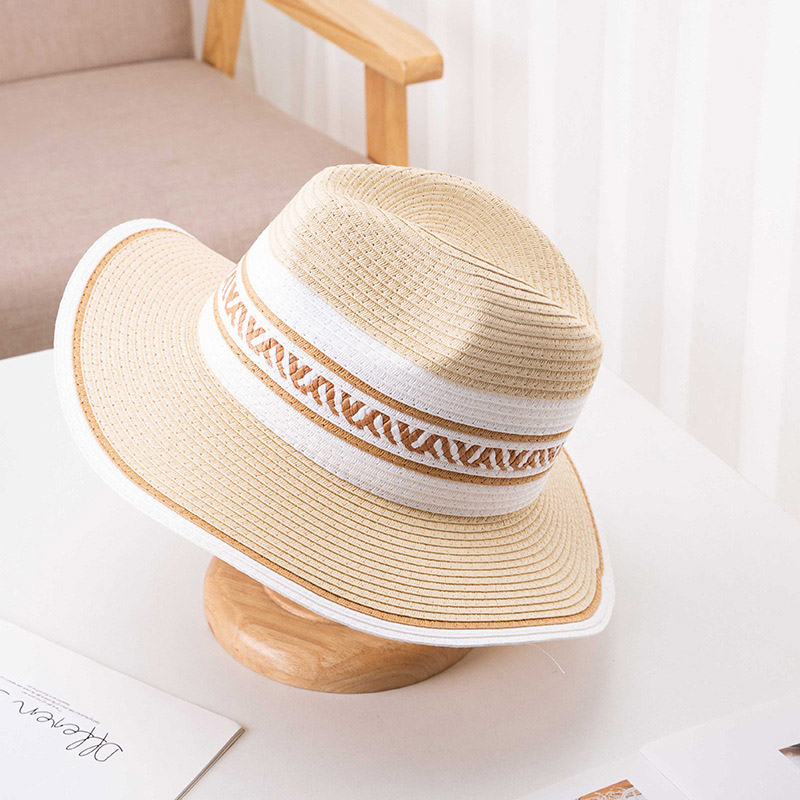 Wysokiej jakości słomkowy kapelusz przeciwsłoneczny Fedora w paski na lato
