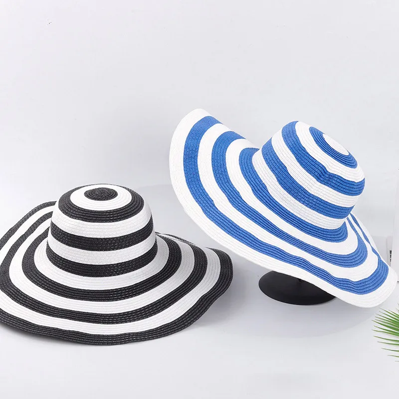 In Stock Stripe Floppy Sun Hat for Lady