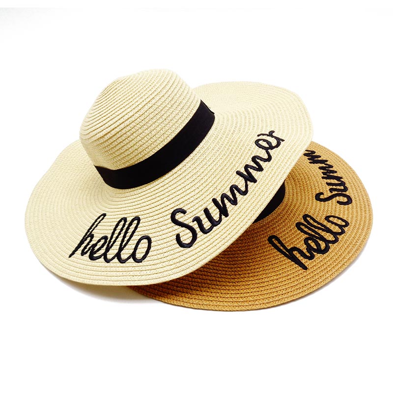 Large Brim Woman 3d Embroidery Floppy Straw Hat