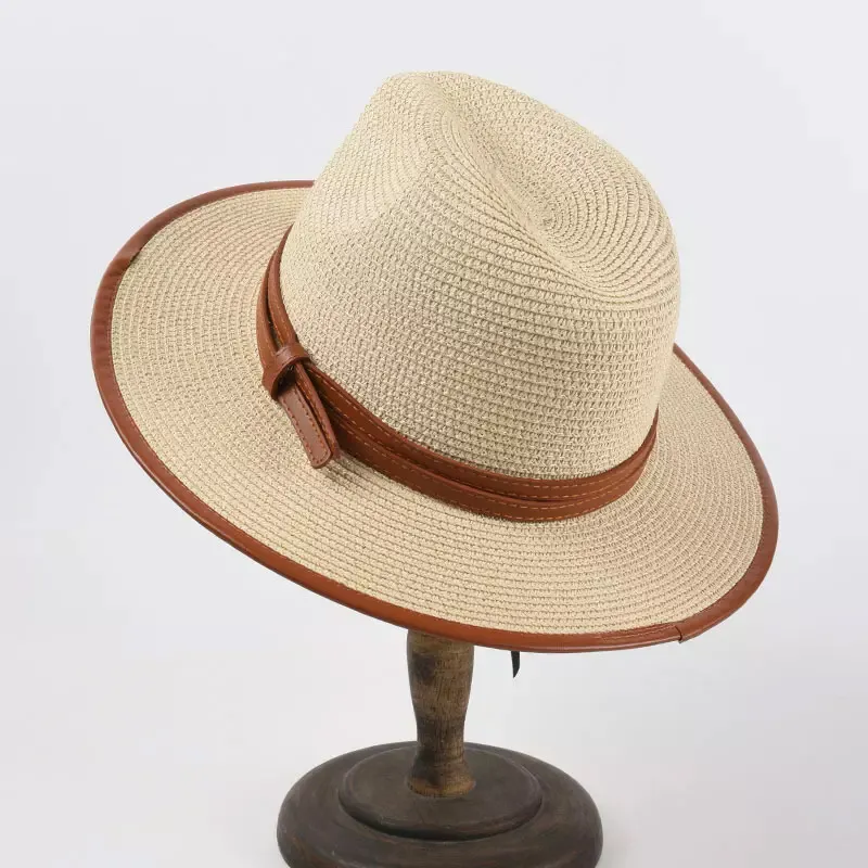 Leather Band Panama Straw Hat for Men