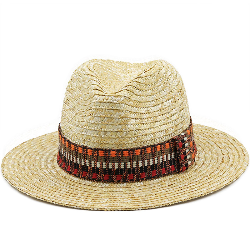 Mens Beach Wheat Straw Panama Sun Hat