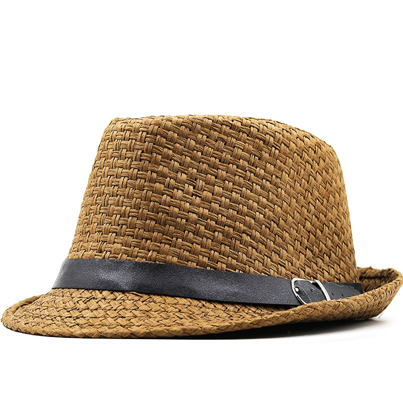Erkek Koyu Kahverengi Hasır Kumaş Fötr Güneş Şapkası