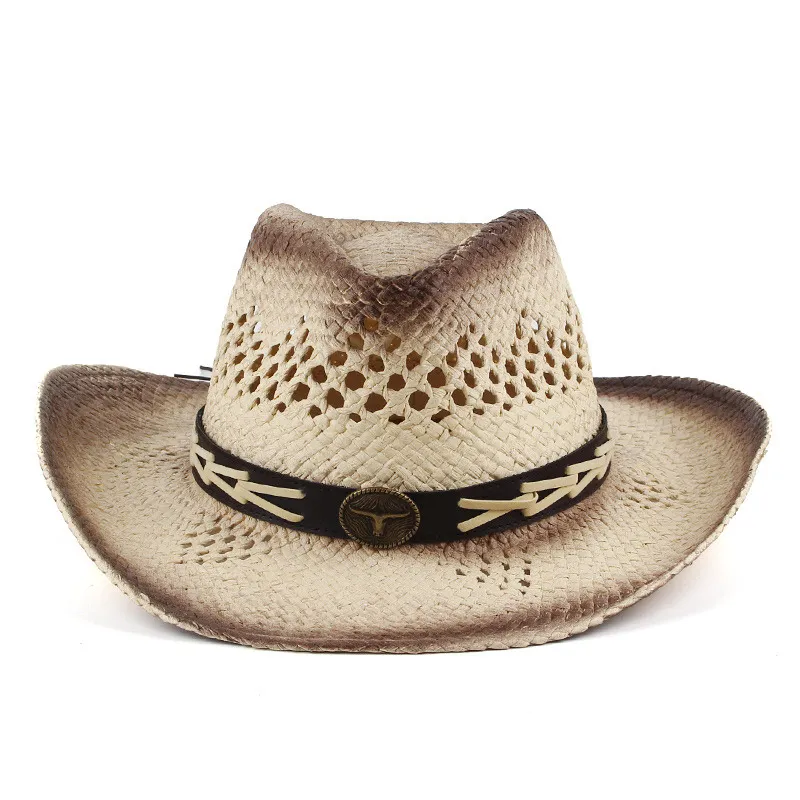 Męski letni kowbojski kapelusz słomkowy