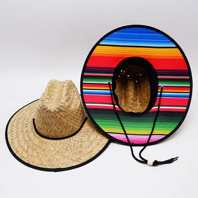 Słomkowy kapelusz w meksykańskie paski