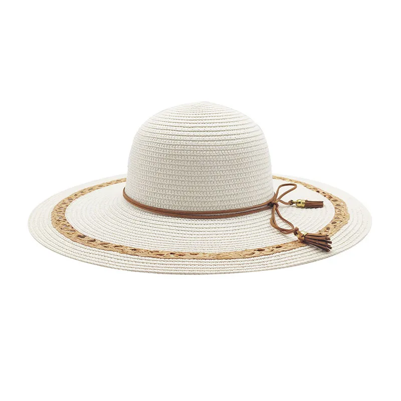 Nowy projekt Travel Straw Braid White Floppy Hat