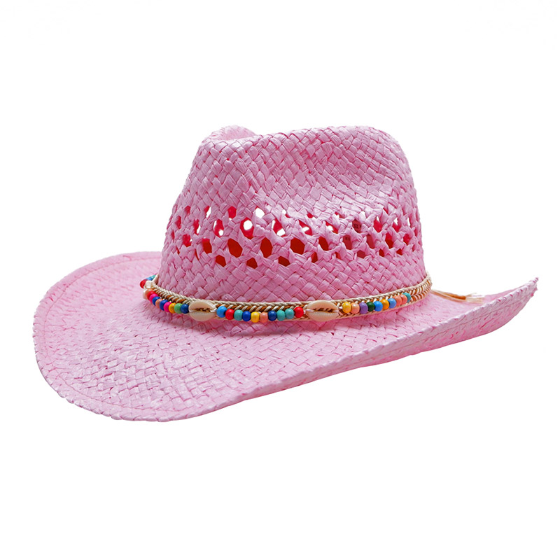 Розова каубојска сламена шапка