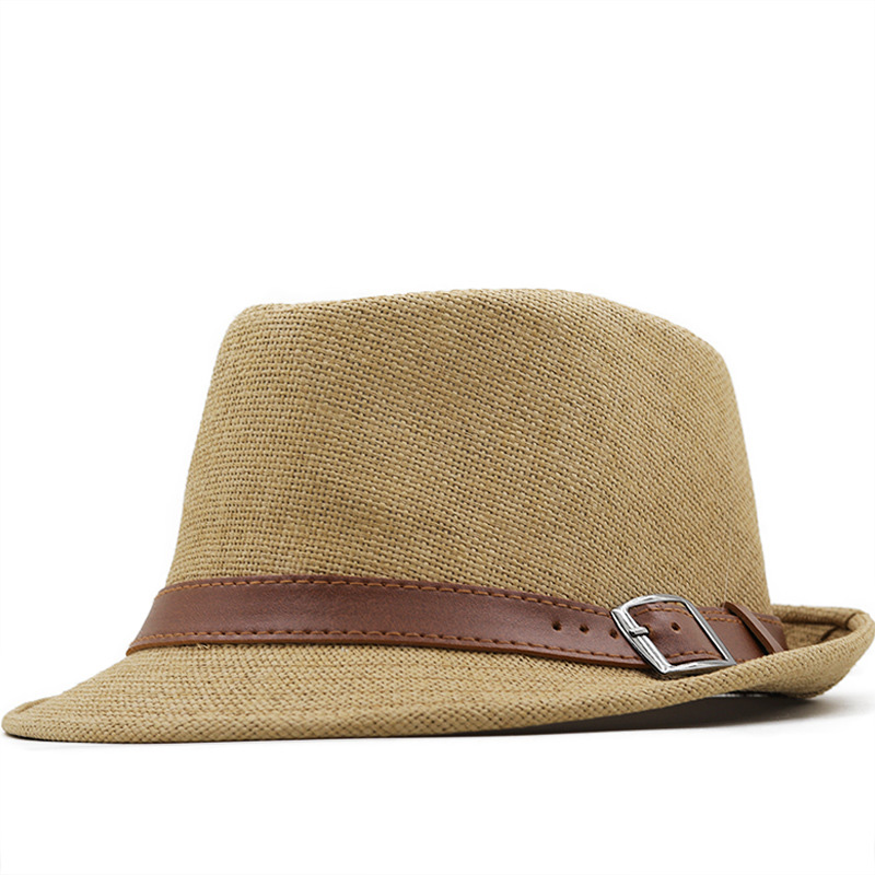 Plain Pu Leather Belt Trilby Fedora Straw Hats